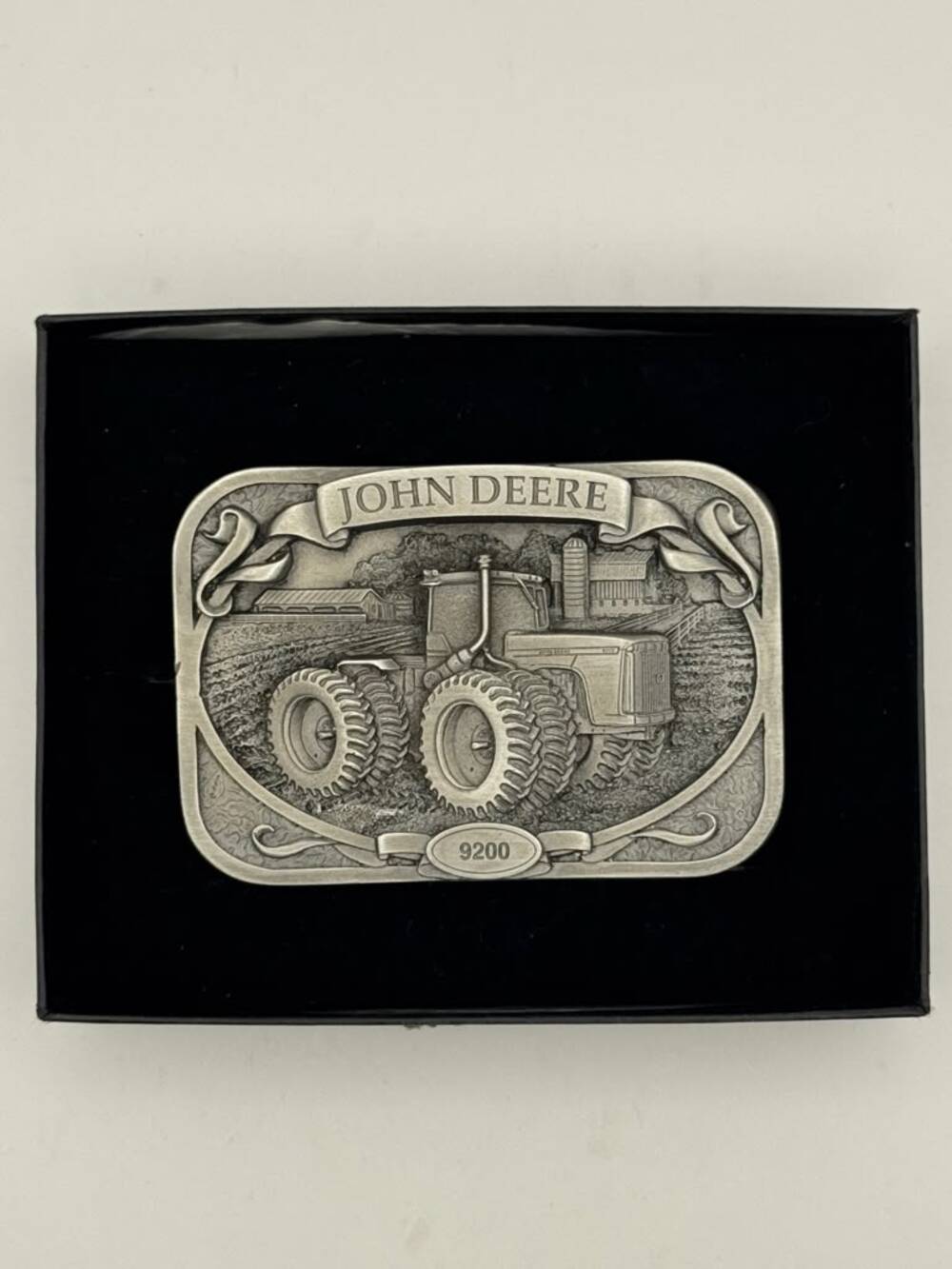 John Deere 9200 Tractor Belt Buckle Presentation Box Rectangular Western Cowboy